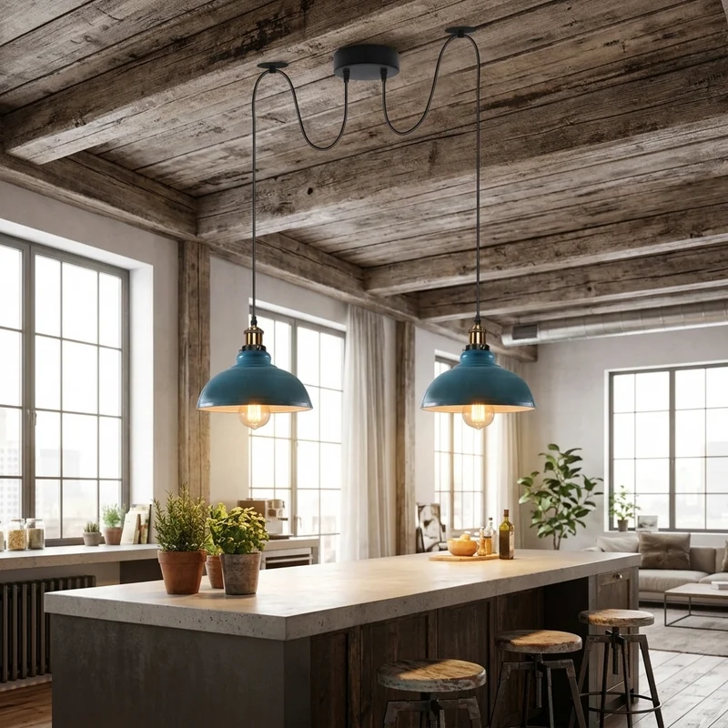 Spinnen-Pendelleuchte 2er-Köpfen, Affenschaukel restaurant bar Deckenlampe E27 ~3800
