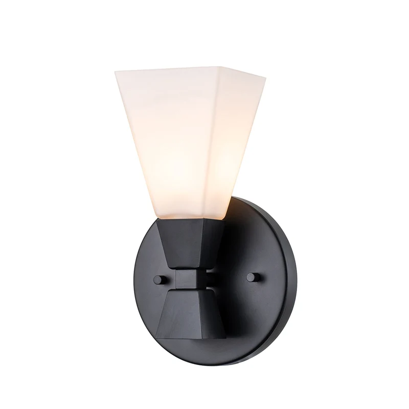 Bad-Wandleuchte Bowtie 1-flammig mit Opalglas IP44 Schwarz