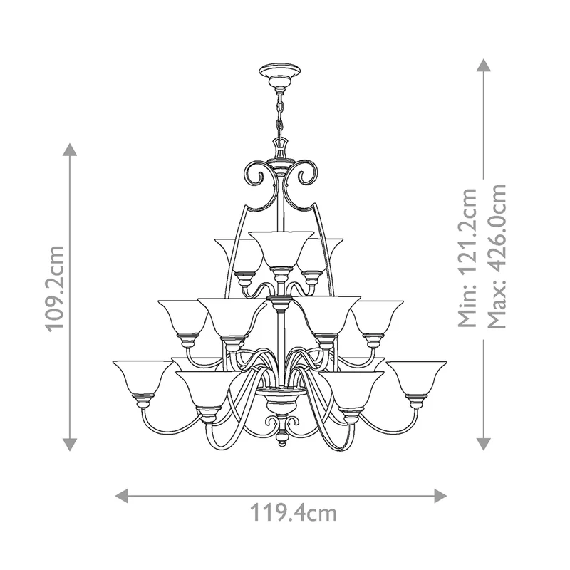 Kronleuchter Cello 15-flammig Bronze Ø 119cm