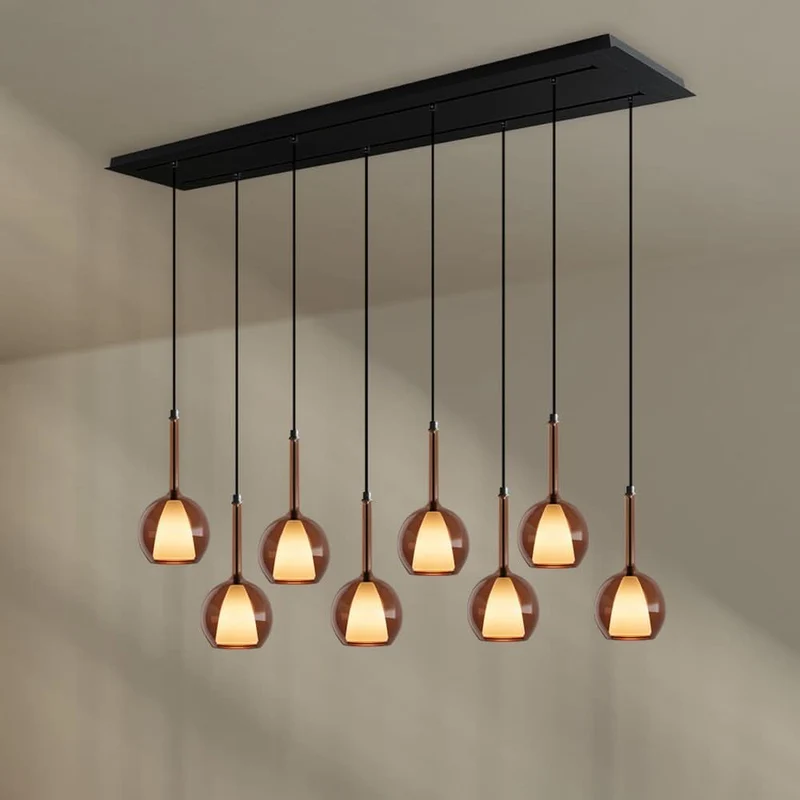 s.luce Belluna Esstisch-Pendelleuchte 8-flammig 160cm 2-reihig