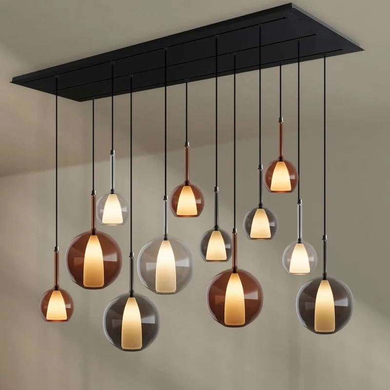 s.luce Belluna Esstischlampe 12-flammig 200cm 3-reihig