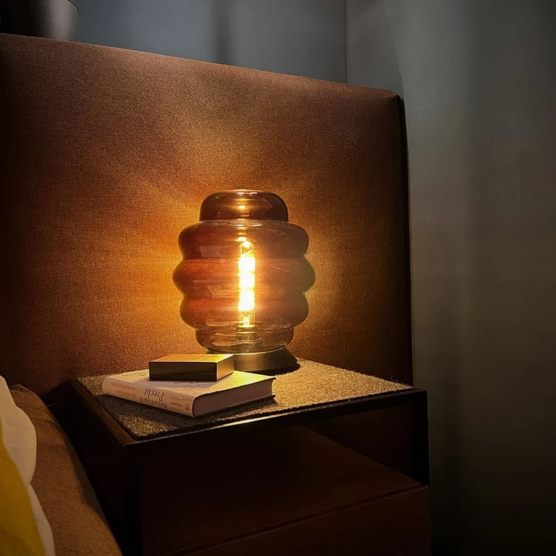 s.luce Echos Glas Tischleuchte E27 mit Schalter