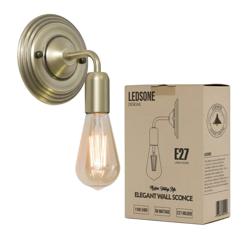Industrielle Wandleuchte Innen E27 Fassung Retro Metall~3431