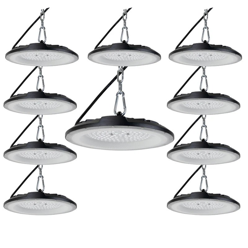 10er Pack LED-HighBay, UFO, schwarz, 150 W, 15000 lm, 5000 K (neutralweiß), IP65