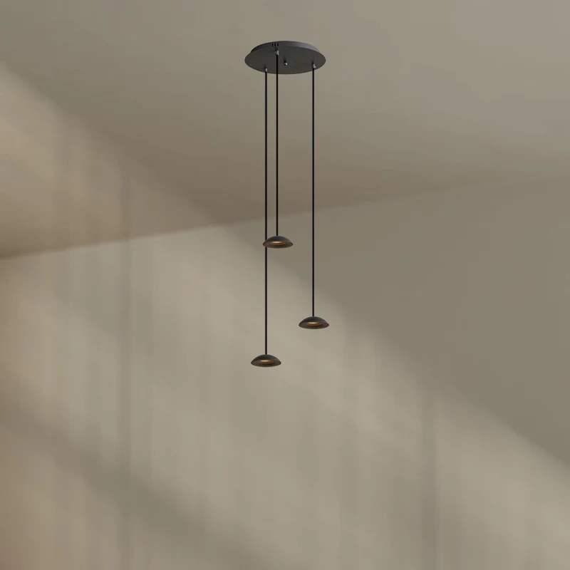 s.luce Santa Air LED Esszimmer-Pendelleuchte 3-flammig Ø 40cm Baldachin