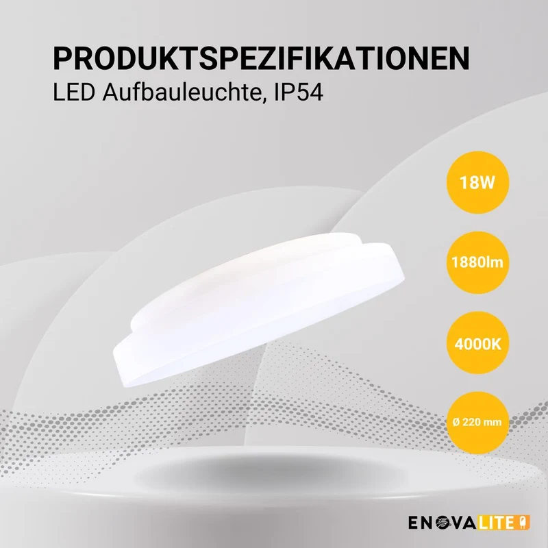 LED Aufbauleuchte, 18 W, 1880 lm, 4000 K – zuverlässige Allround-Leuchte für innen und außen