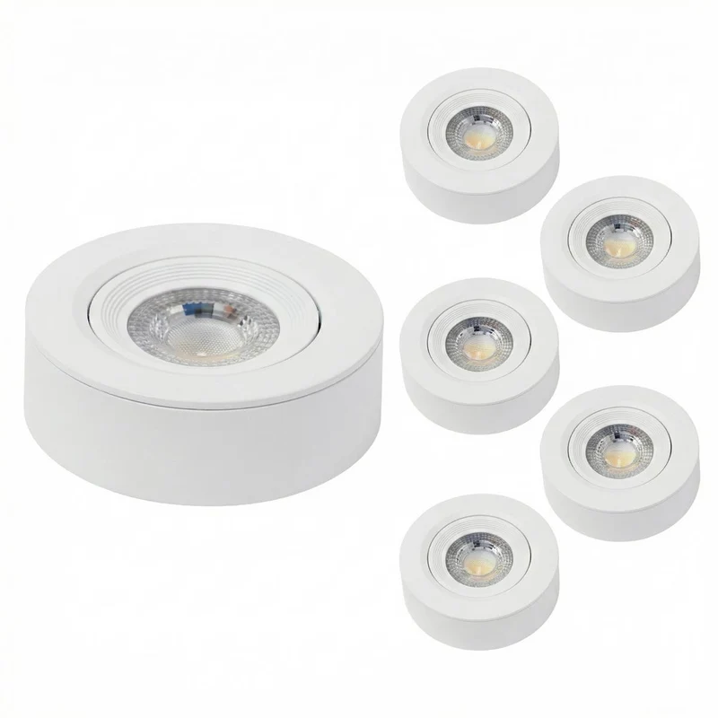 LED CCT Downlight, Ein- und Aufbaustrahler, schwenkbar, in Weiß, dimmbar, 5 W, 420 lm, 60°, 3000K-4000K-6500K einstellbar
