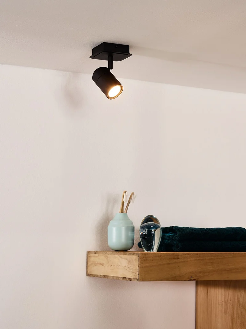 LED-Bad-Deckenspot Lennert dimmbar schwenkbar IP44 Schwarz