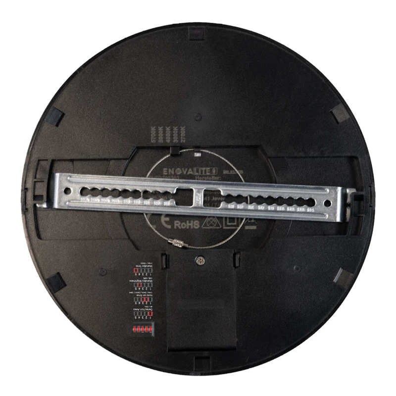 LED CCT Panel, Ein-/Aufbau, Schwarz, Bewegungssensor, 18 W, 1800 lm, Ø215 mm, 5CCT (2700 K– 5700 K), Lochdurchm. variabel, Anschlussbox