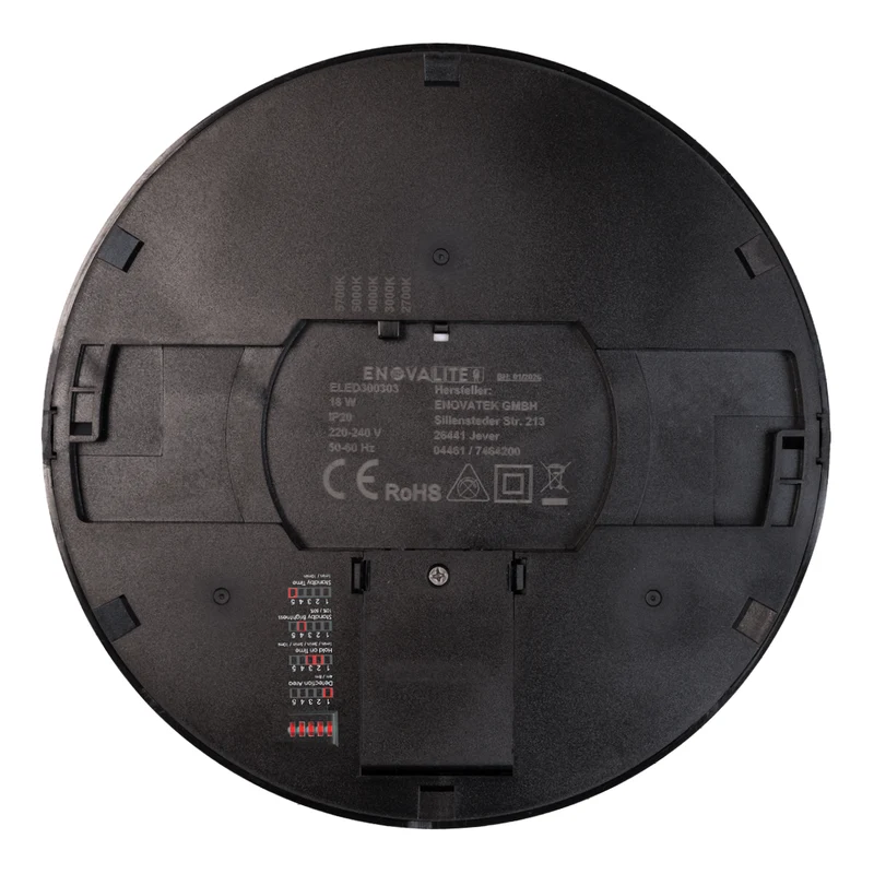 LED CCT Panel, Ein-/Aufbau, Schwarz, Bewegungssensor, 18 W, 1800 lm, Ø215 mm, 5CCT (2700 K– 5700 K), Lochdurchm. variabel, Anschlussbox