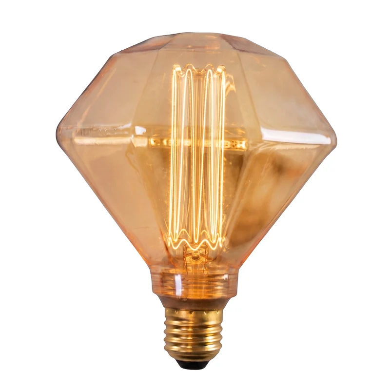LED Filament Leuchtmittel, DIAMANT, AMBER, D125L, E27, 3.5 W, 120lm, 1800K, dimmbar