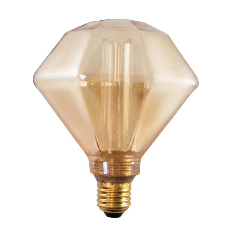 LED Filament Leuchtmittel, DIAMANT, AMBER, D125L, E27, 3.5 W, 120lm, 1800K, dimmbar