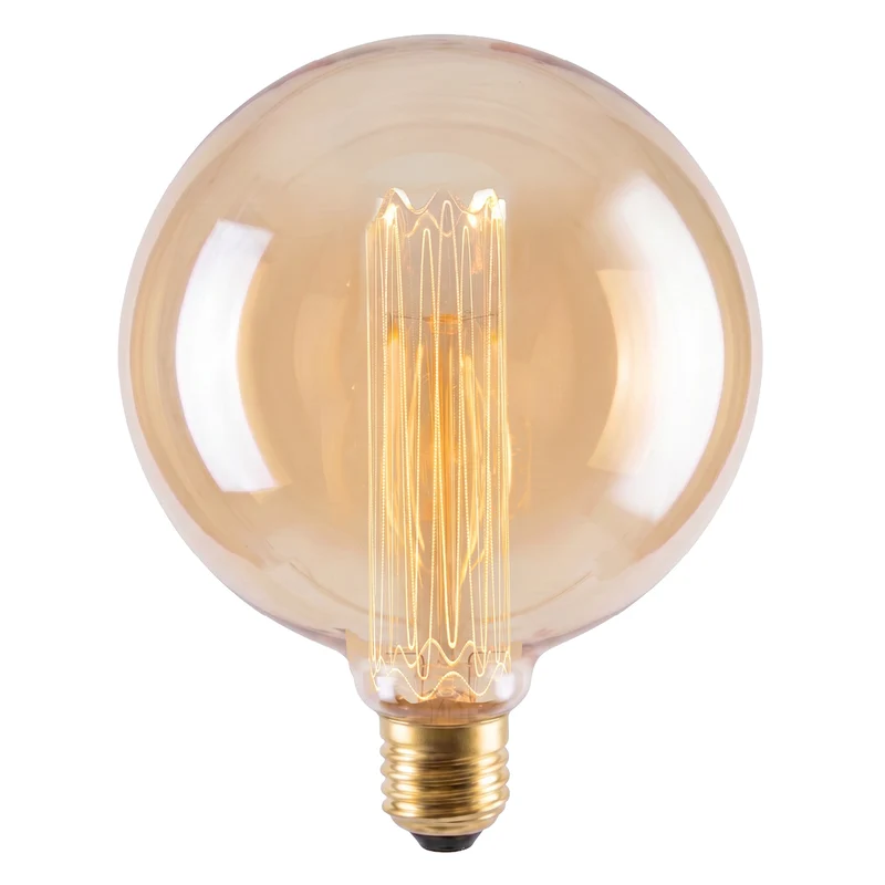LED Filament Leuchtmittel, RUND, AMBER, G125, E27, 3.5 W, 120lm, 1800K, dimmbar