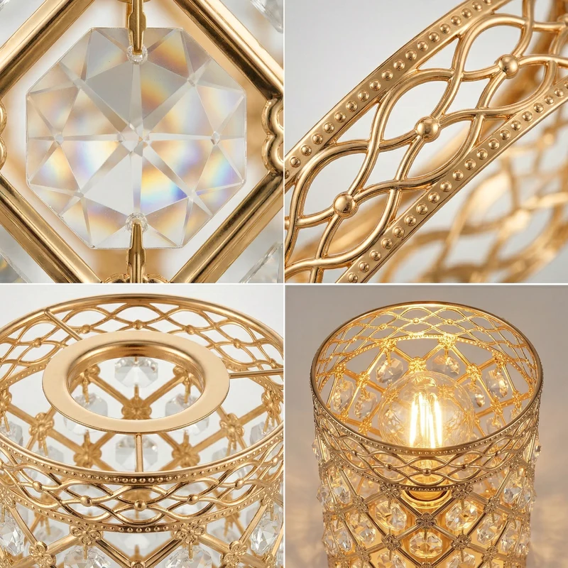 Marokkanischer Pendelleuchtenschirm aus französischem Goldkristall~3642