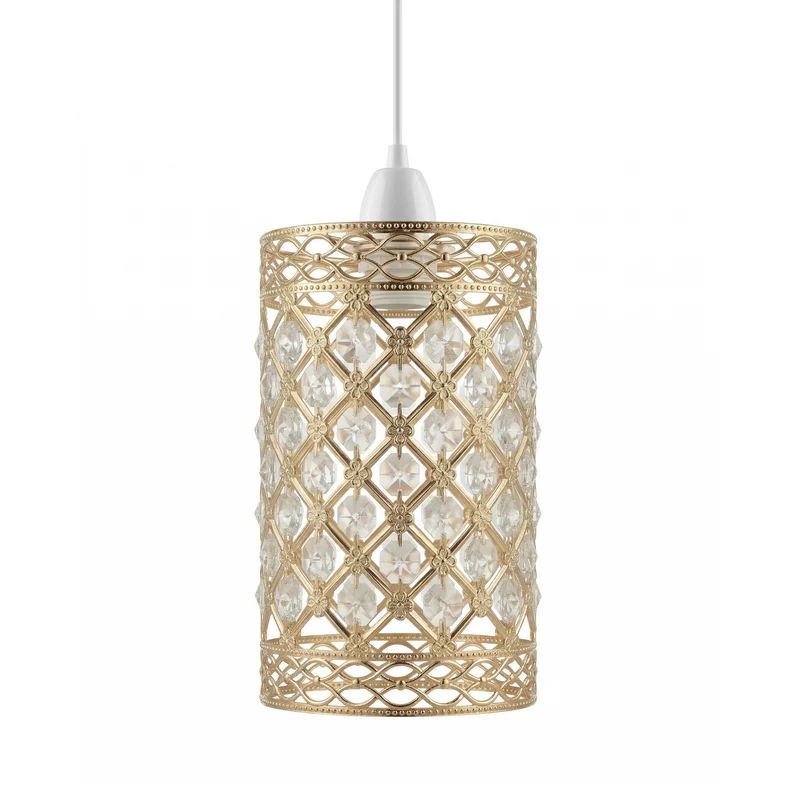 Ersatz-Kristalllampenschirm E27 Gold | Vintage deco kafig Lampenschirm~3639