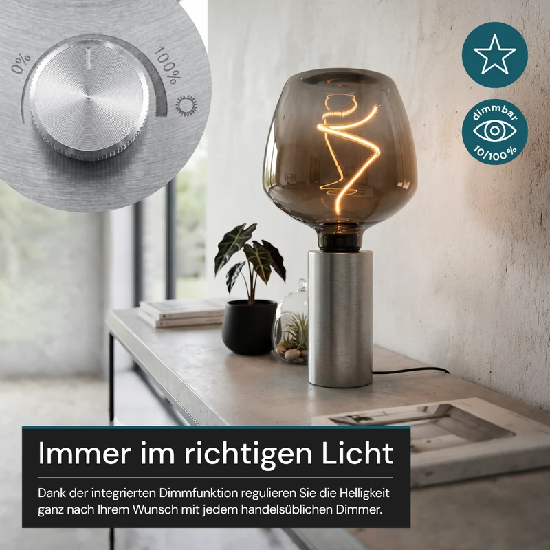 LED Filament Leuchtmittel, Bulbous, BN9, E27, 4W, 120 lm, 1800K, dimmbar