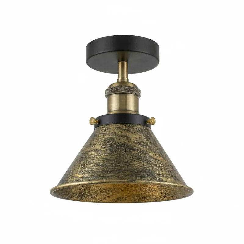 Deckenleuchte Schwarz & Gold Flush Mount 18cm Schirm ~3628
