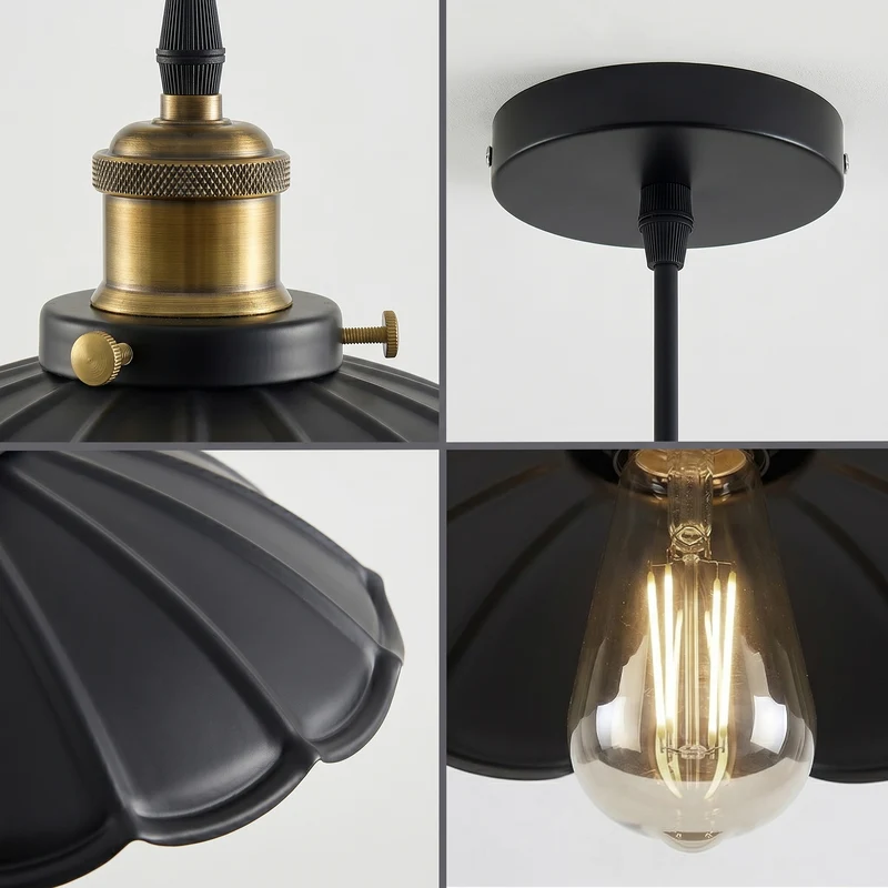 Hängelampe in Blütenform – Vintage Industrie Pendelleuchte | Ø 22cm | E27 ~3582