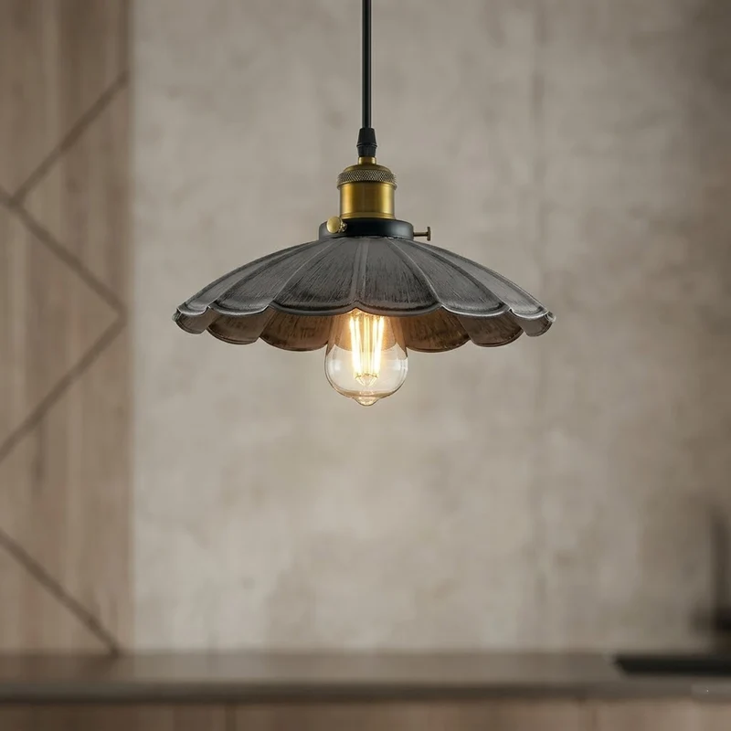 Hängelampe in Blütenform – Vintage Industrie Pendelleuchte | Ø 22cm | E27 ~3582