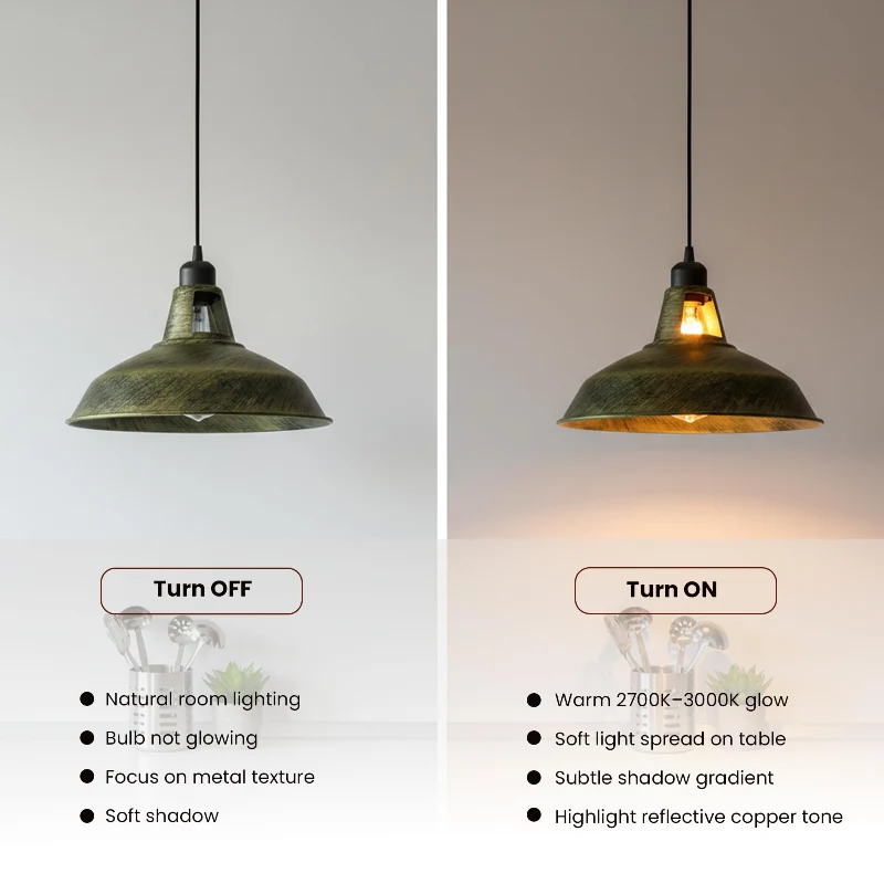 Retro Industrial Pendelleuchte mit 30cm Metall-Schirm ~3567