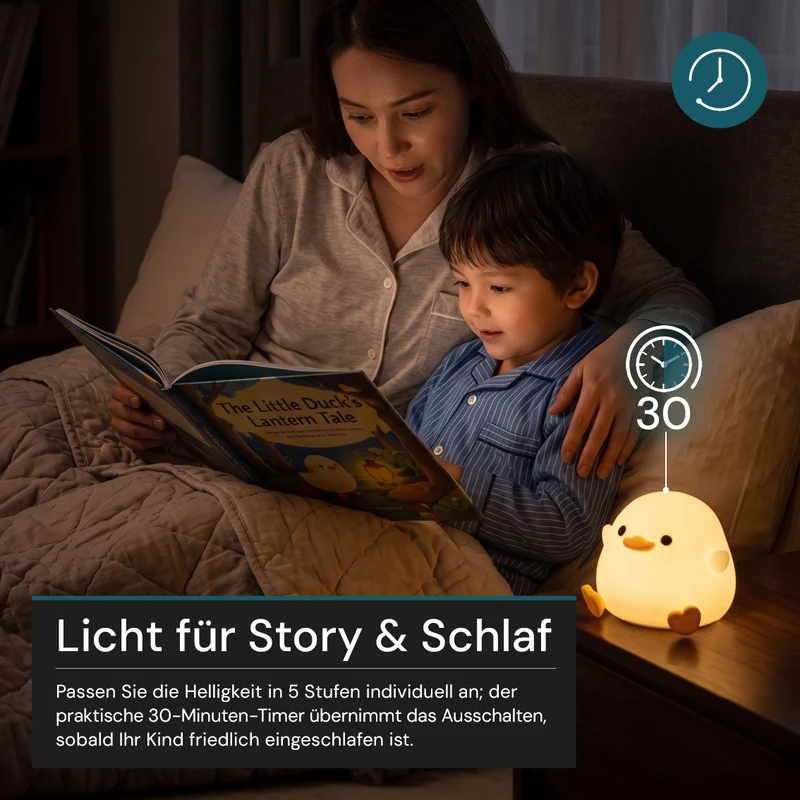 LED-Nachtlicht Küken, 1,7 W, 70 lm, 3000 K, 5-Stufen-Dimmfunktion, 30-Minuten-Timer