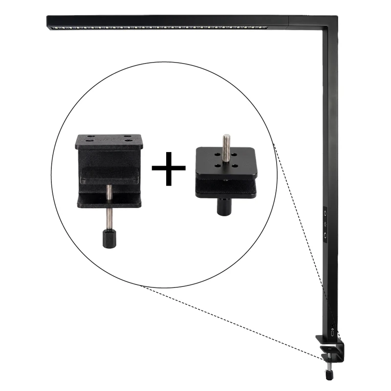 LED Büro-Klemmleuchtel Up/Down, UGR<16, CRI98, dimmbar, 45 W, 1200 x 40 x 1050 mm, 3500 lm, schwarz
