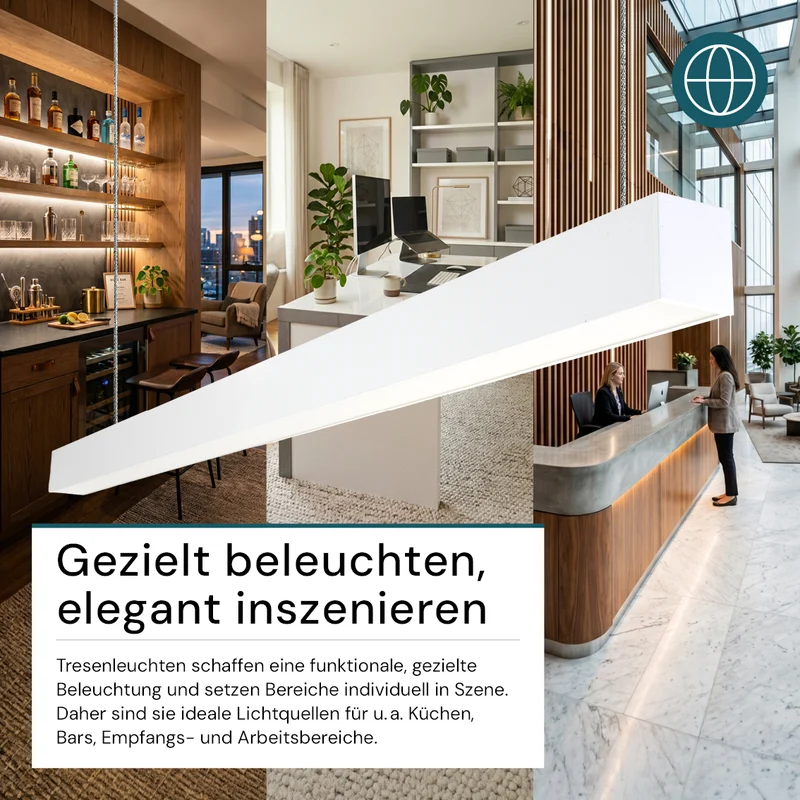 LED Büro-/Tresenleuchte, in Weiß, 120 cm, 40W, 4800 lm, 3000-6500 K (CCT), EAGLERISE Netzteil