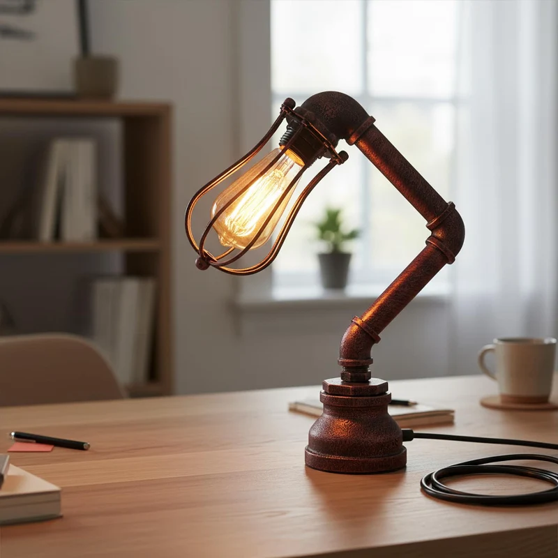 Steampunk-Industrie-Tischlampe mit E27-Fassung ~3507