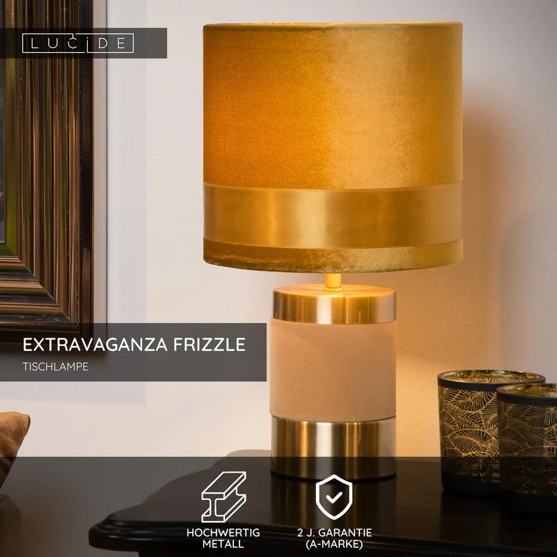 Tischleuchte Extravaganza Frizzle Retro mit Textilschirm