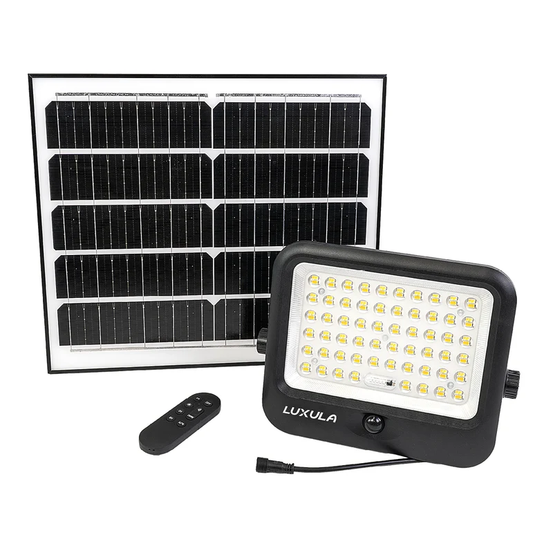 Solarstrahler, LED-Fluter, Solar mit Akku, PIR, 20W, 4800lm, 3CCT, IP65, schwarz