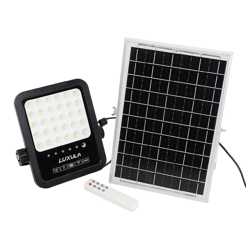 Solarstrahler, LED-Fluter, Solar mit Akku, 20W, 2750lm, 6500K, IP65, schwarz