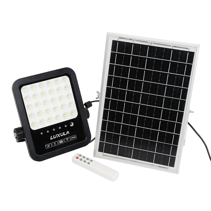 Solarstrahler, LED-Fluter, Solar mit Akku, 15W, 1650lm, 6500K, IP65, schwarz