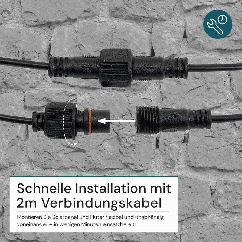 Solarstrahler, LED-Fluter, Solar mit Akku, 15W, 1650lm, 6500K, IP65, schwarz