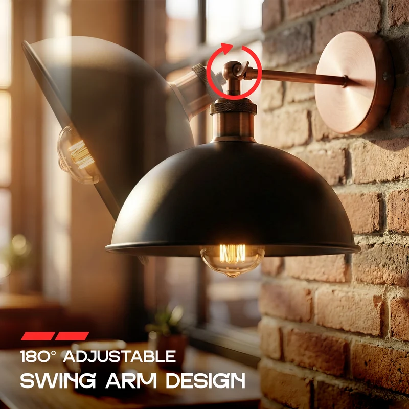 wandlampe vintage innen 180° schwenkbare Wandleuchte ~3506