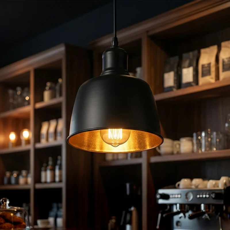 Industrielampe schwarz gold hängelampe einflammig ~3504