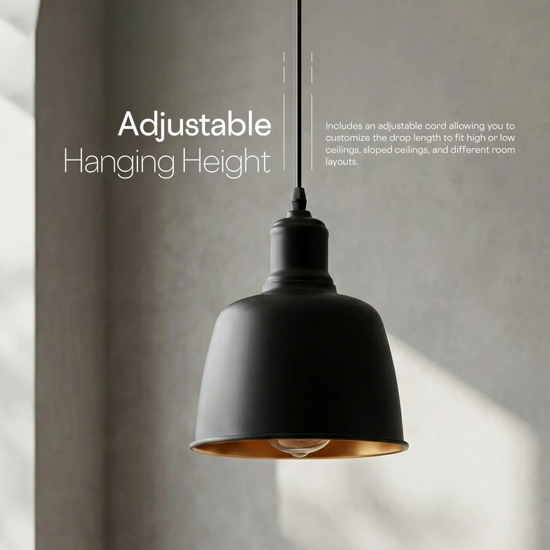 Industrielampe schwarz gold hängelampe einflammig ~3504