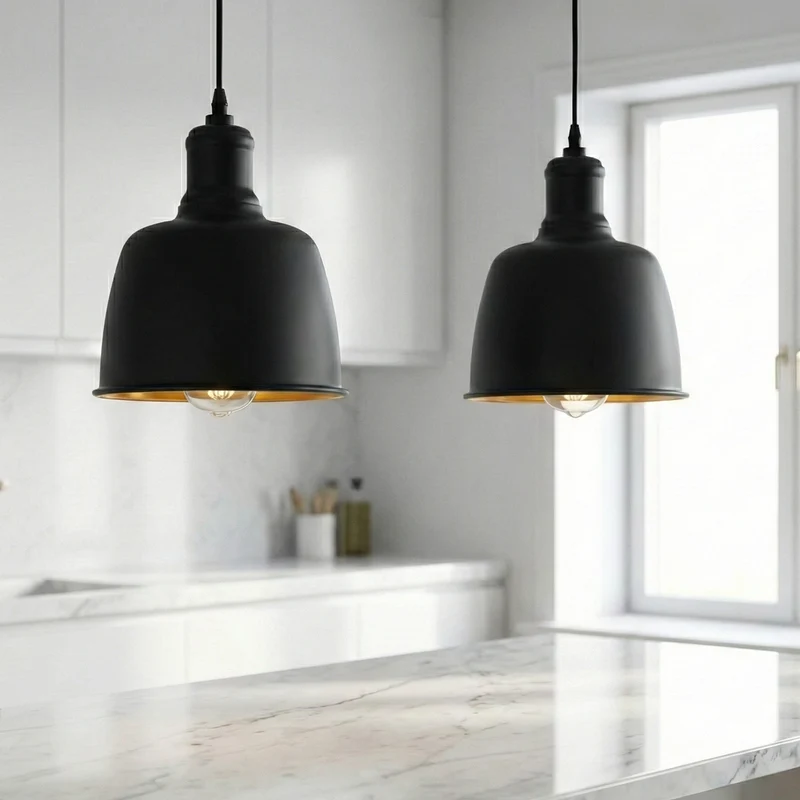 Industrielampe schwarz gold hängelampe einflammig ~3504