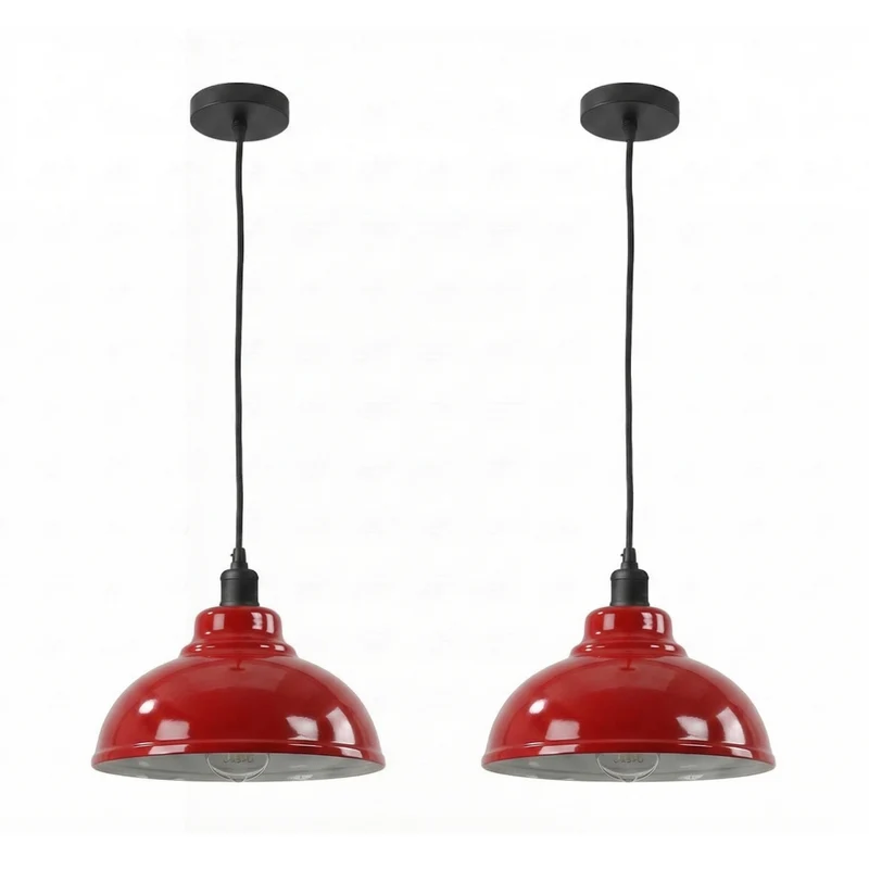 2er Set Vintage Kuppelleuchte – Skandinavische Halbschalen Pendellampe | Ø 29cm | E27 ~3648