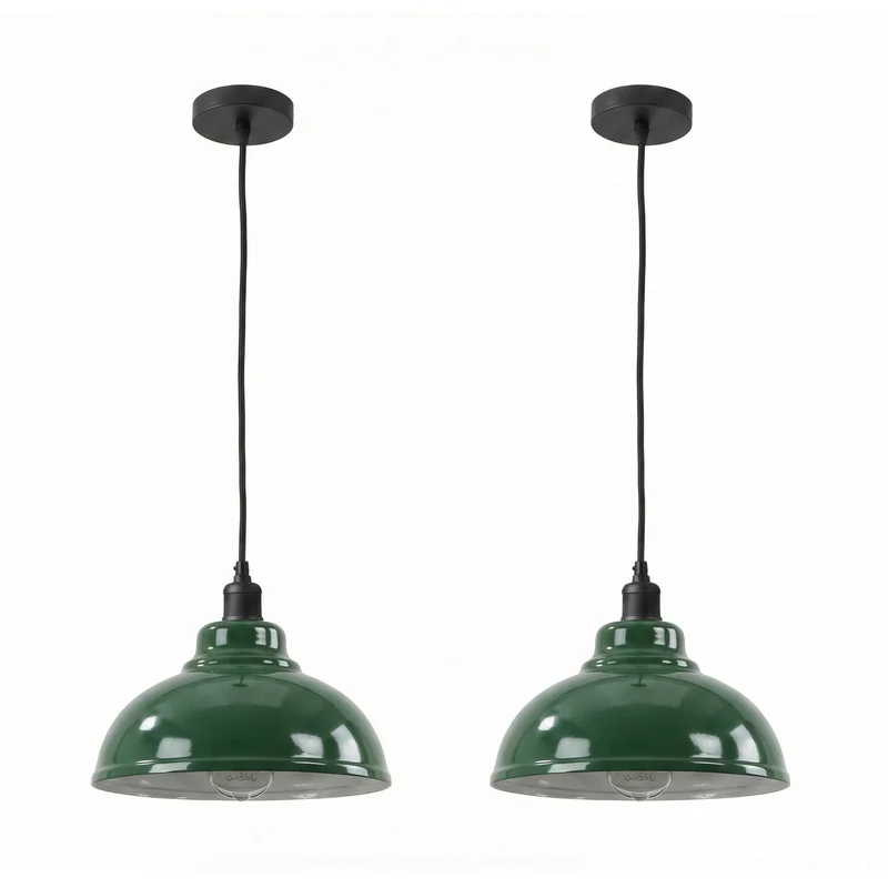 2er Set Vintage Kuppelleuchte – Skandinavische Halbschalen Pendellampe | Ø 29cm | E27 ~3648