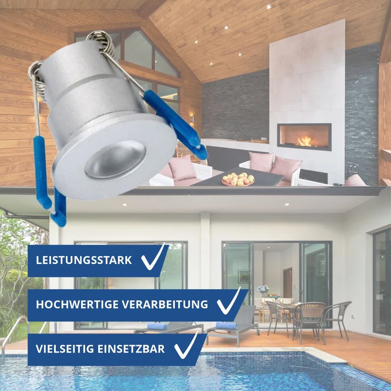 12er Set LED Mini CCT-Downlight, 3 W, 200 lm, IP65, ø 36 mm, silber