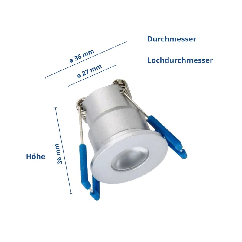 12er Set LED Mini CCT-Downlight, 3 W, 200 lm, IP65, ø 36 mm, silber