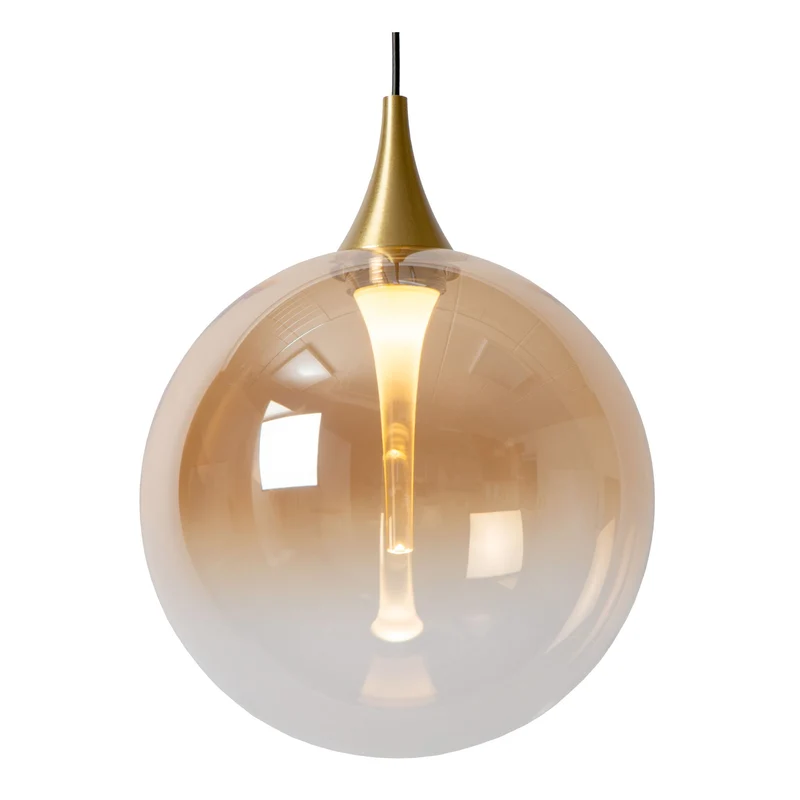 LED-Pendelleuchte Gisela 8-flammig dimmbar Glas Amber 140cm