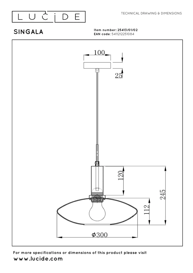 Pendelleuchte Singala Glas Matt Gold Ø 30cm