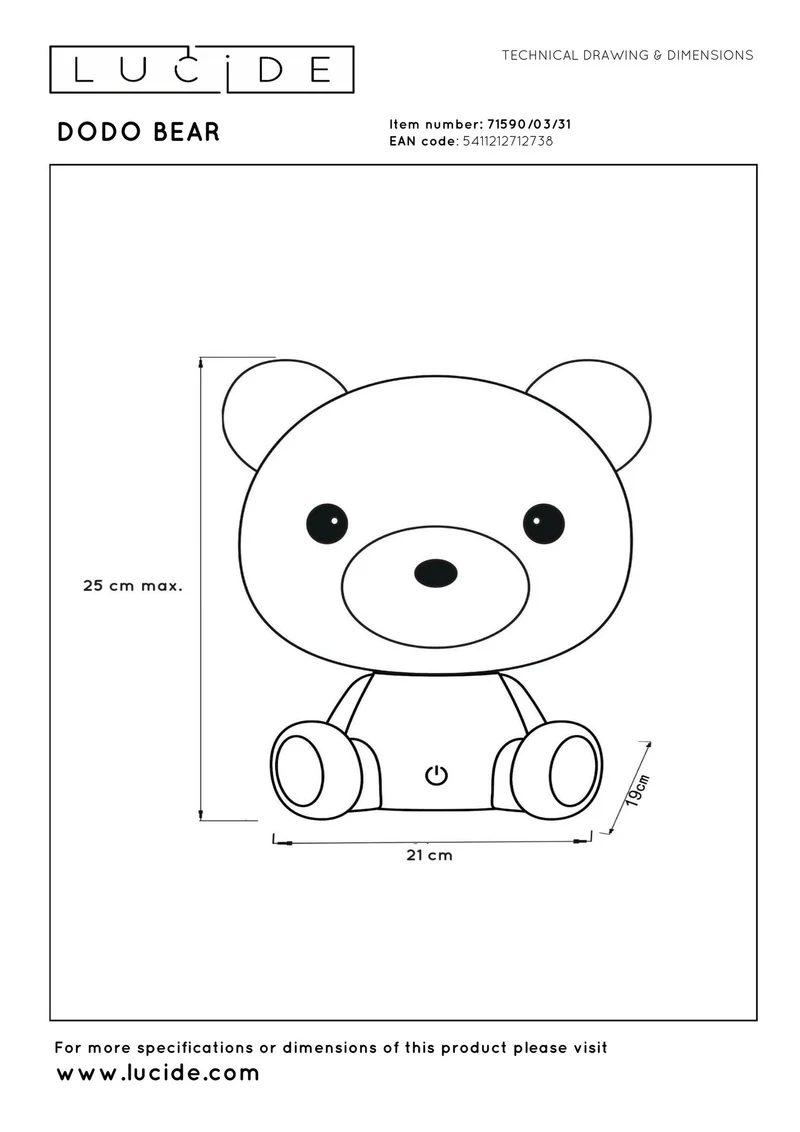 LED-Nachtlampe Dodo Bear mit Touchdimmer Weiß