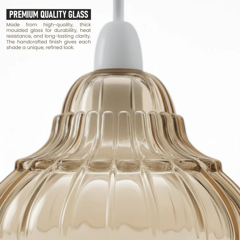 Glaslampenschirm Amber Blütenform Ø 17cm | Minimalistische E27 Ersatzglas ~3553