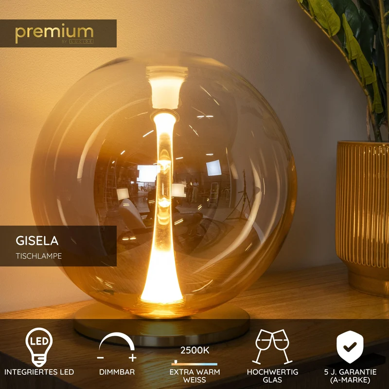 LED-Tischleuchte Gisela dimmbar mit Glaskugel Ø 30cm
