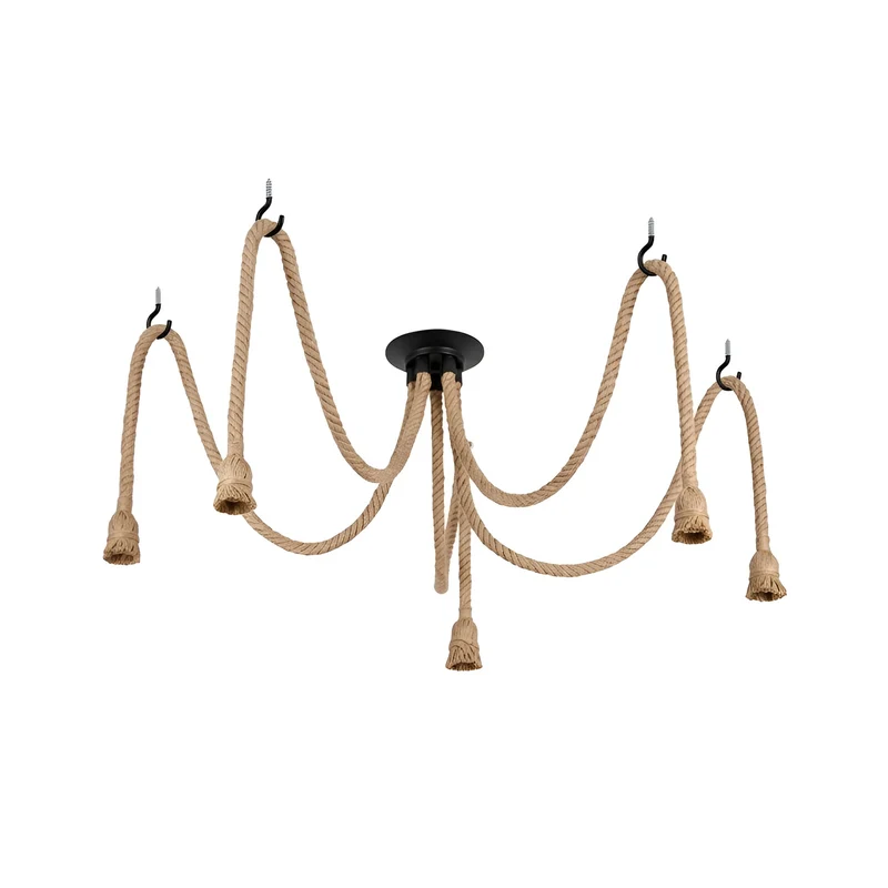 Industrielle LED Pendelleuchte mit verstellbarem Hanfseil ~3498