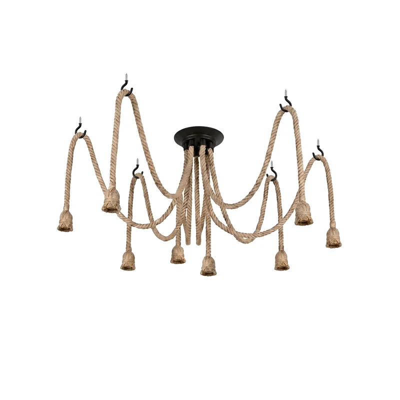 Industrielle LED Pendelleuchte mit verstellbarem Hanfseil ~3498