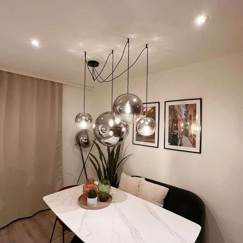 s.luce Orb Glaskugel Hängelampe 150cm Aufhängung Schwarz