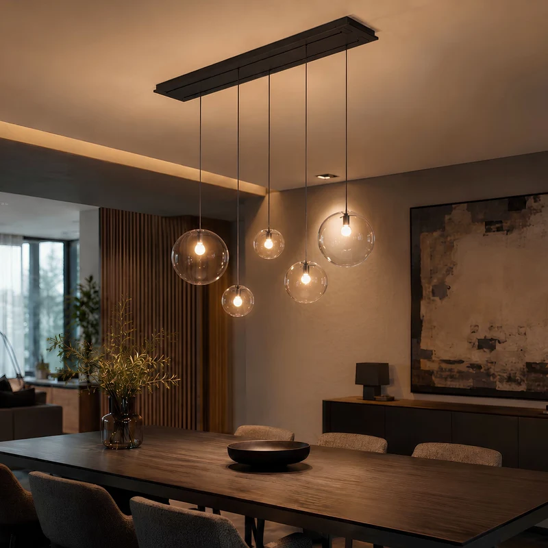 s.luce Orb Glaskugel Hängelampe 150cm Aufhängung Schwarz